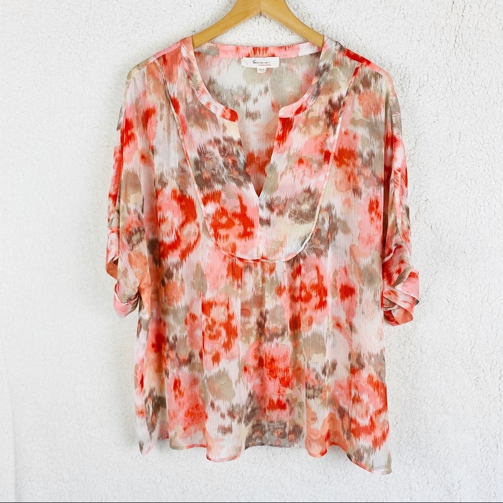 Two by Vince Camuto short-sleeve Sheer Top Size L